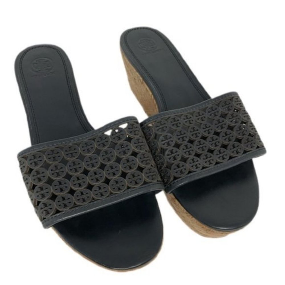COPY - Tory Burch Elaine Perforated Leather Wedge Slide
